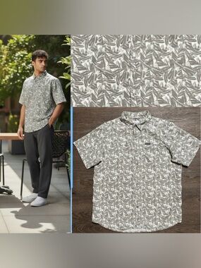 Columbia Men’s Seaview Sky green Khaki  button front shirt size large L Large